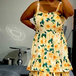 Bran NEW 70F/21C Sunflower Ruffle Dress Multicolor Yellow